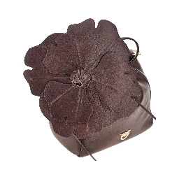Nappa leather bucket bag with flower