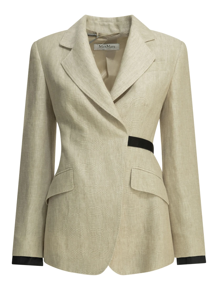 Linen double-breasted blazer