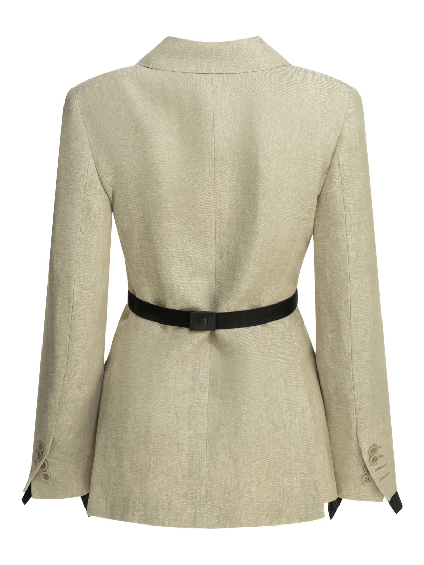 Linen double-breasted blazer