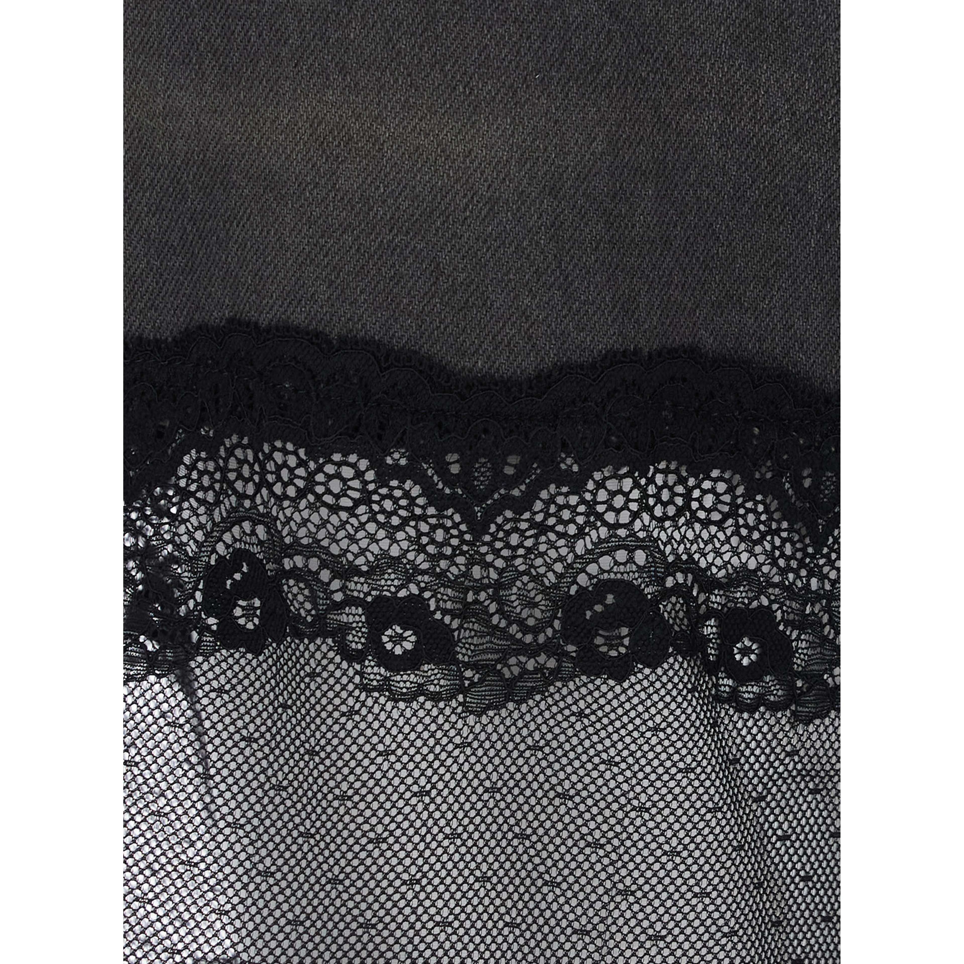 Denim Pants with Pockets and Front Closure. Cotton. Black. Woman