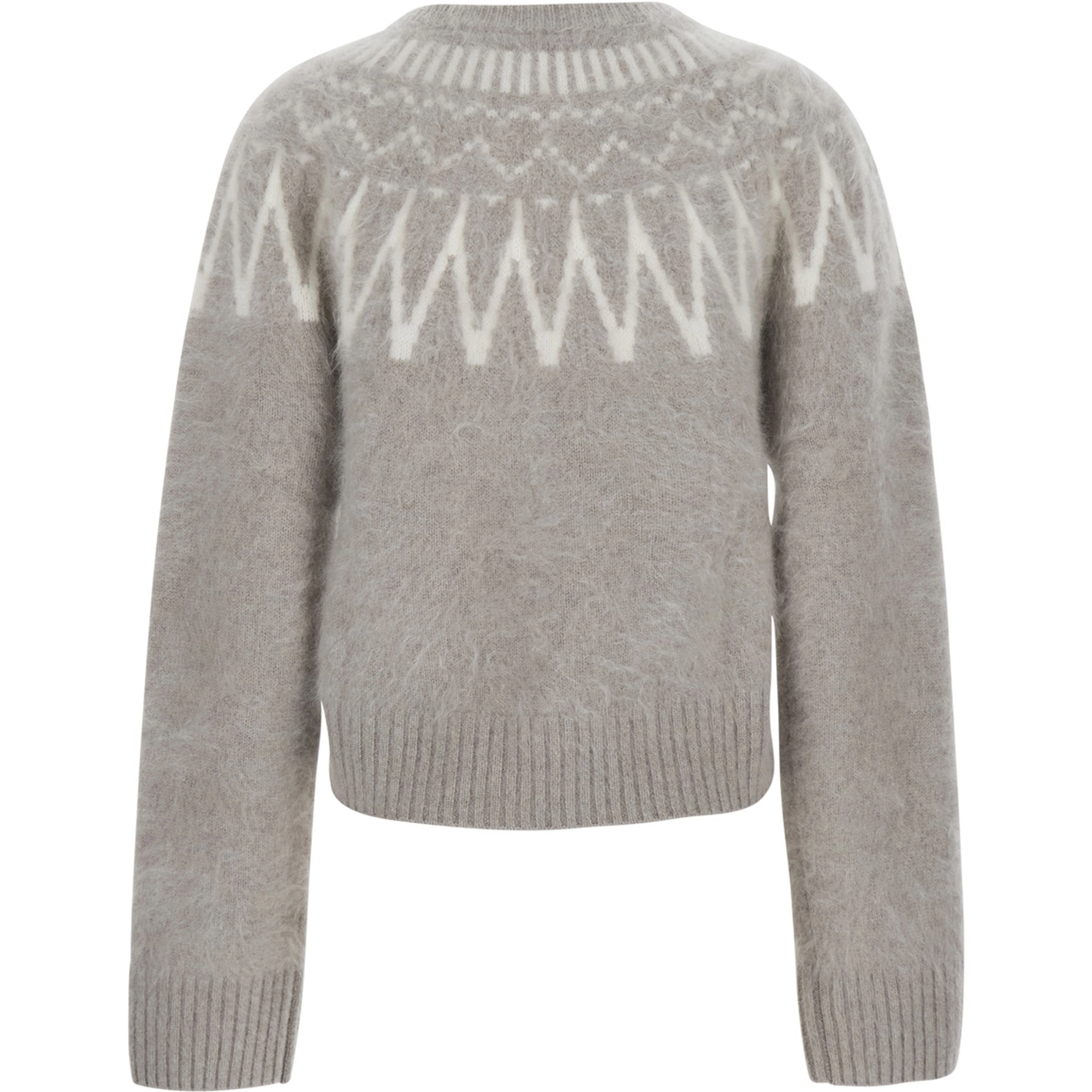 Sweater BRUSHED FAIR ISLE CREWNECK with long sleeves and round neck in Cashmere Beige Woman