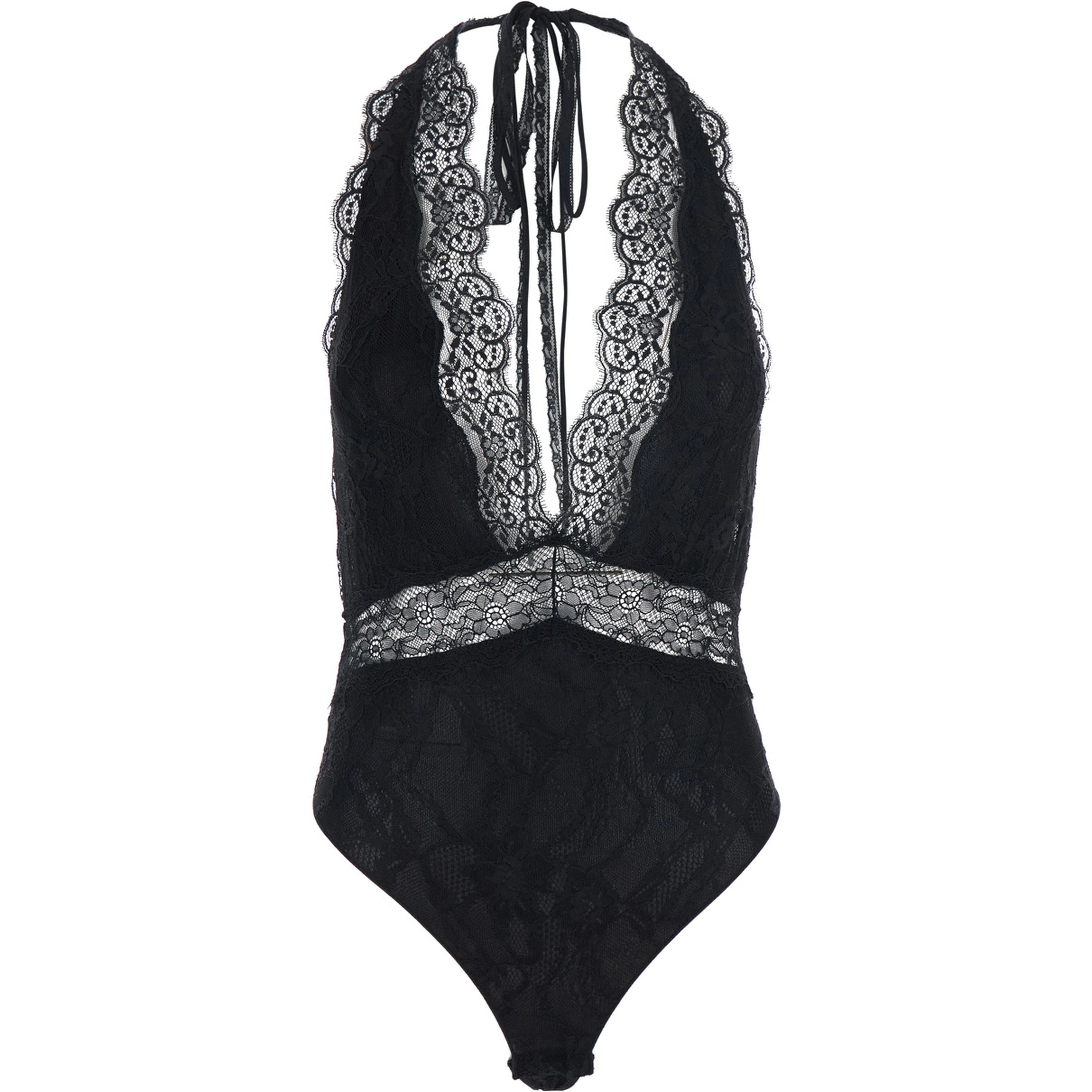 Florida Bodysuit with Lace and Black Tech Fabric Patchwork for Women