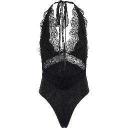 Florida Bodysuit with Lace and Black Tech Fabric Patchwork for Women