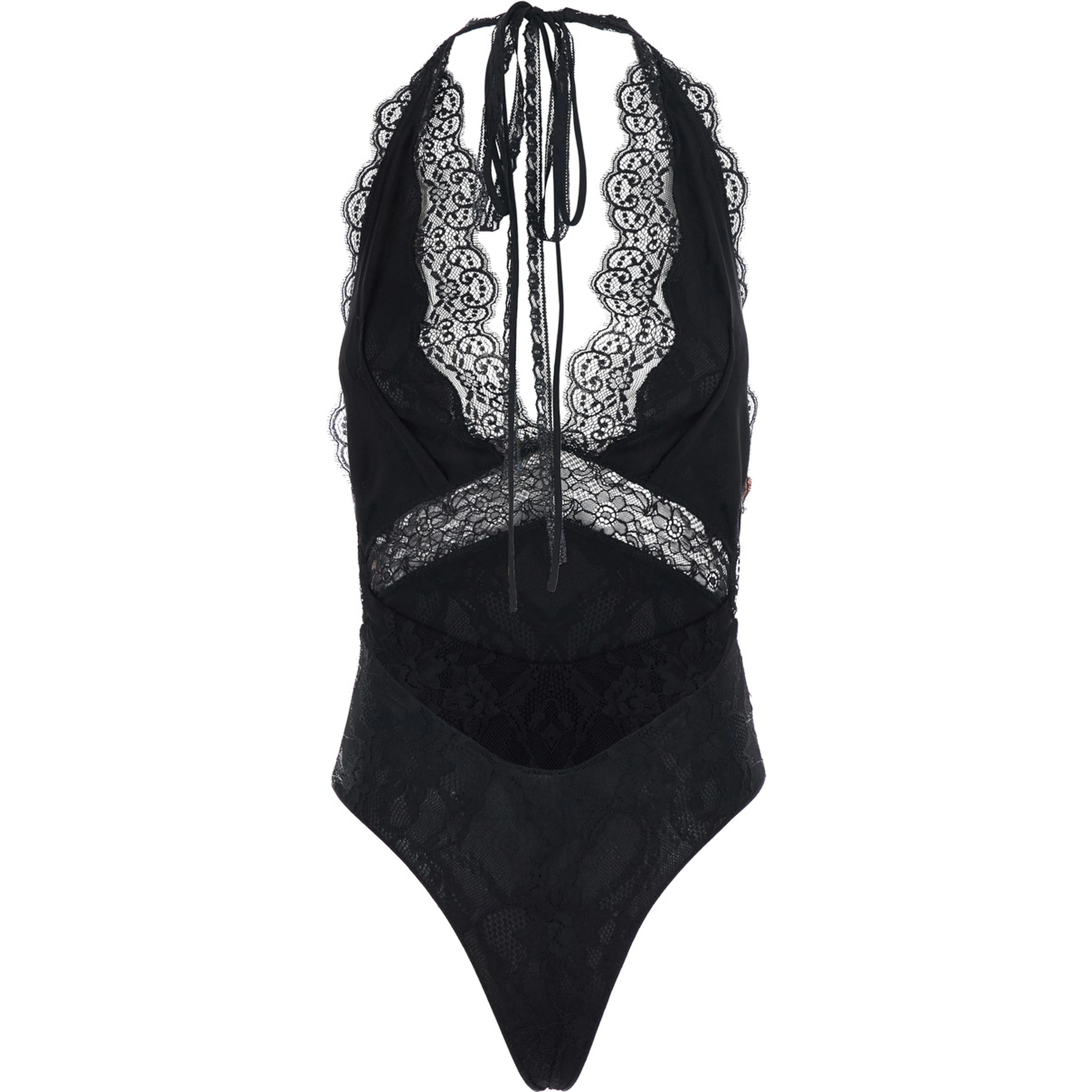 Florida Bodysuit with Lace and Black Tech Fabric Patchwork for Women