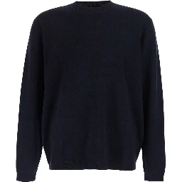 MERINO CREW NECK with long sleeves and crew neck, Blue, Man