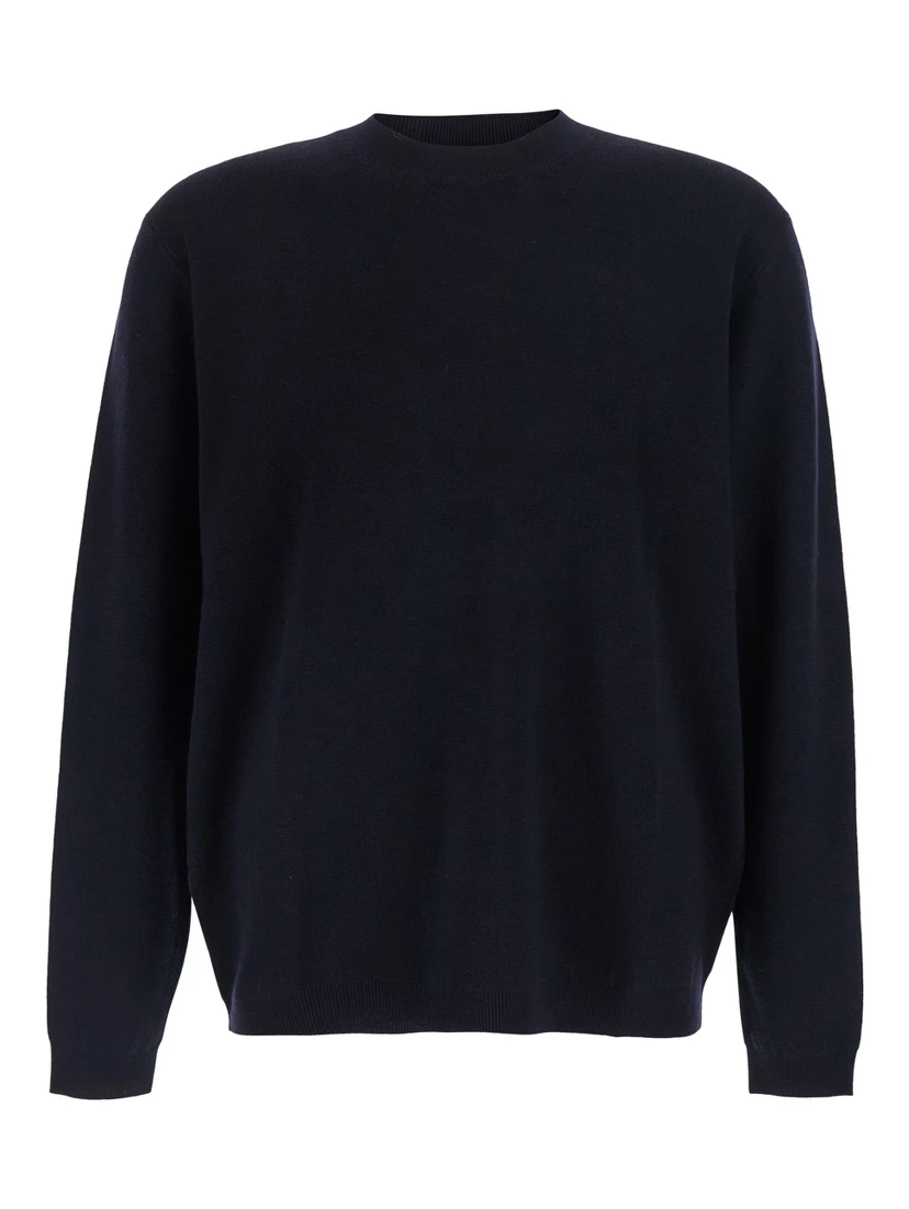 MERINO CREW NECK with long sleeves and crew neck, Blue, Man