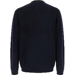 MERINO CREW NECK with long sleeves and crew neck, Blue, Man