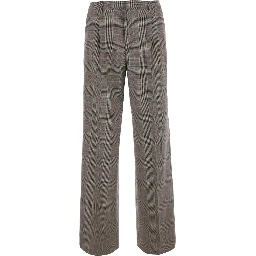 Beige wool pants with silk finish and stretch fabric for women