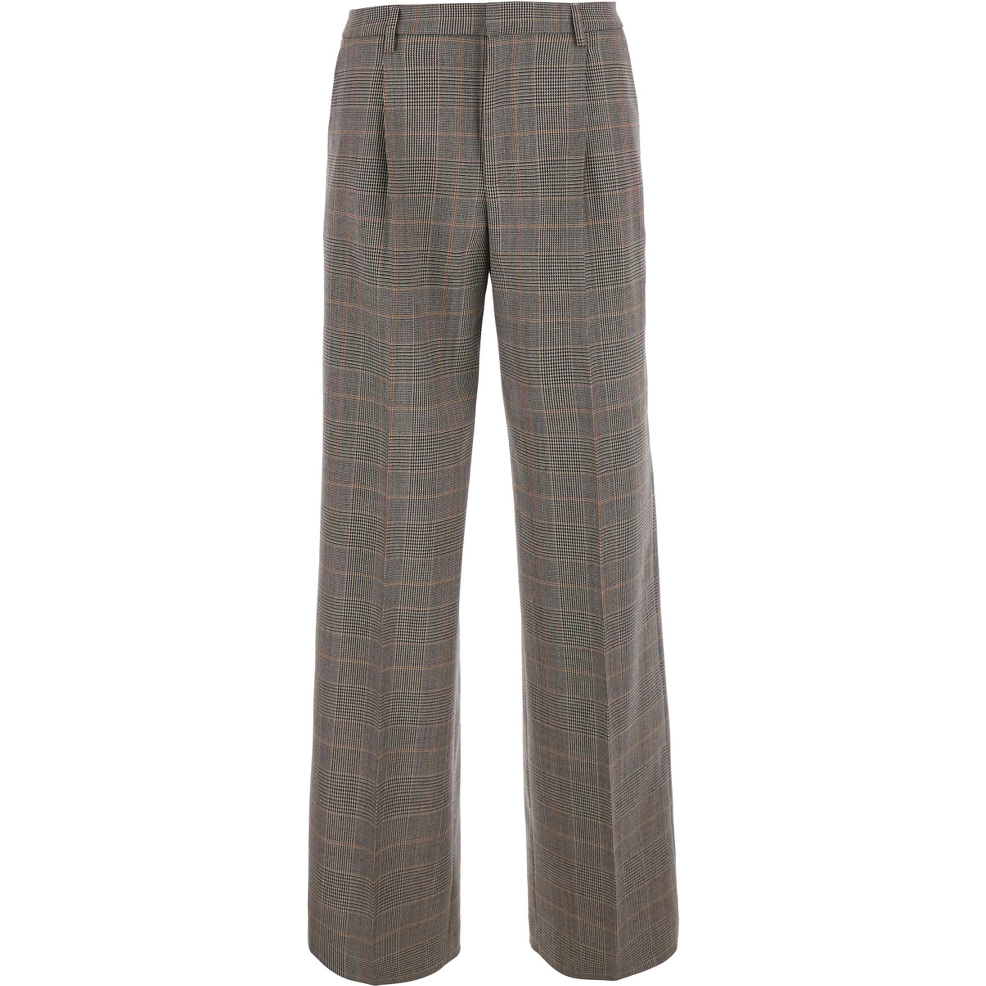 Beige wool pants with silk finish and stretch fabric for women