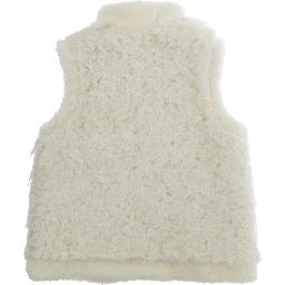 VEST Ivory with high collar and front zip closure, logo patch, side pockets, unisex