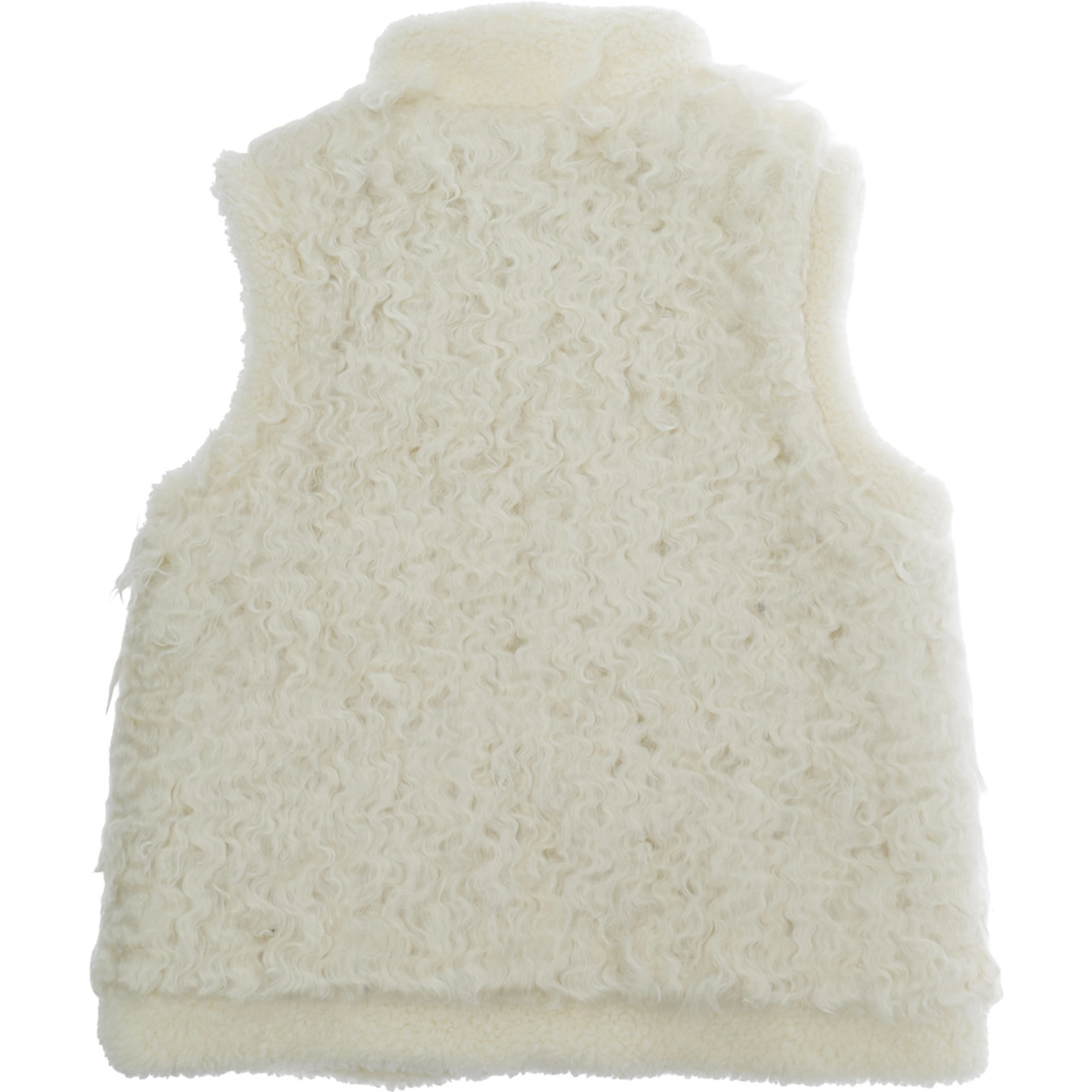 VEST Ivory with high collar and front zip closure, logo patch, side pockets, unisex