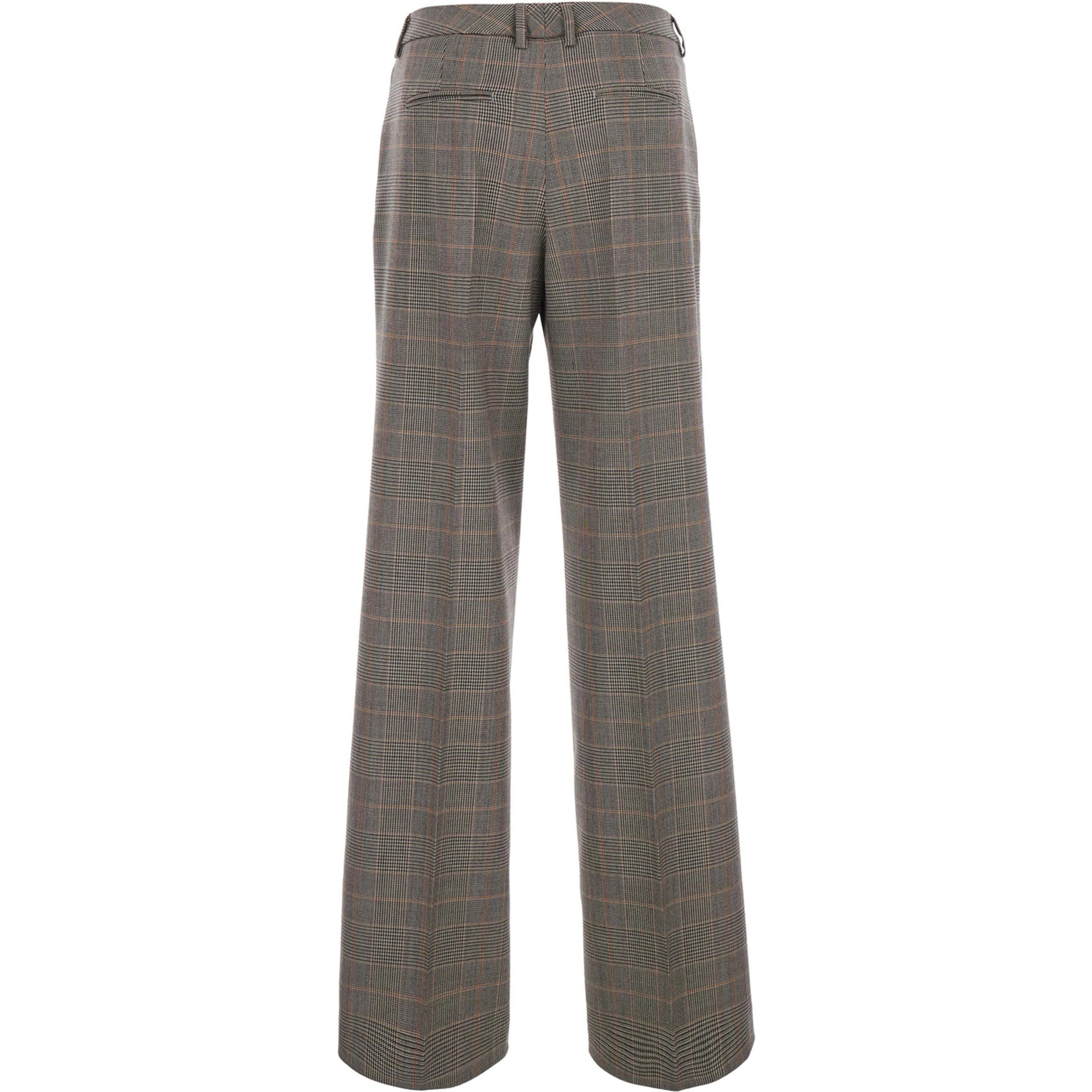 Beige wool pants with silk finish and stretch fabric for women