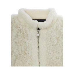 VEST Ivory with high collar and front zip closure, logo patch, side pockets, unisex