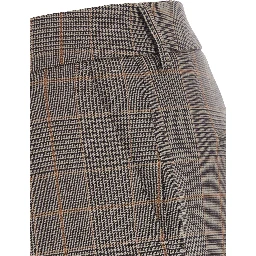 Beige wool pants with silk finish and stretch fabric for women