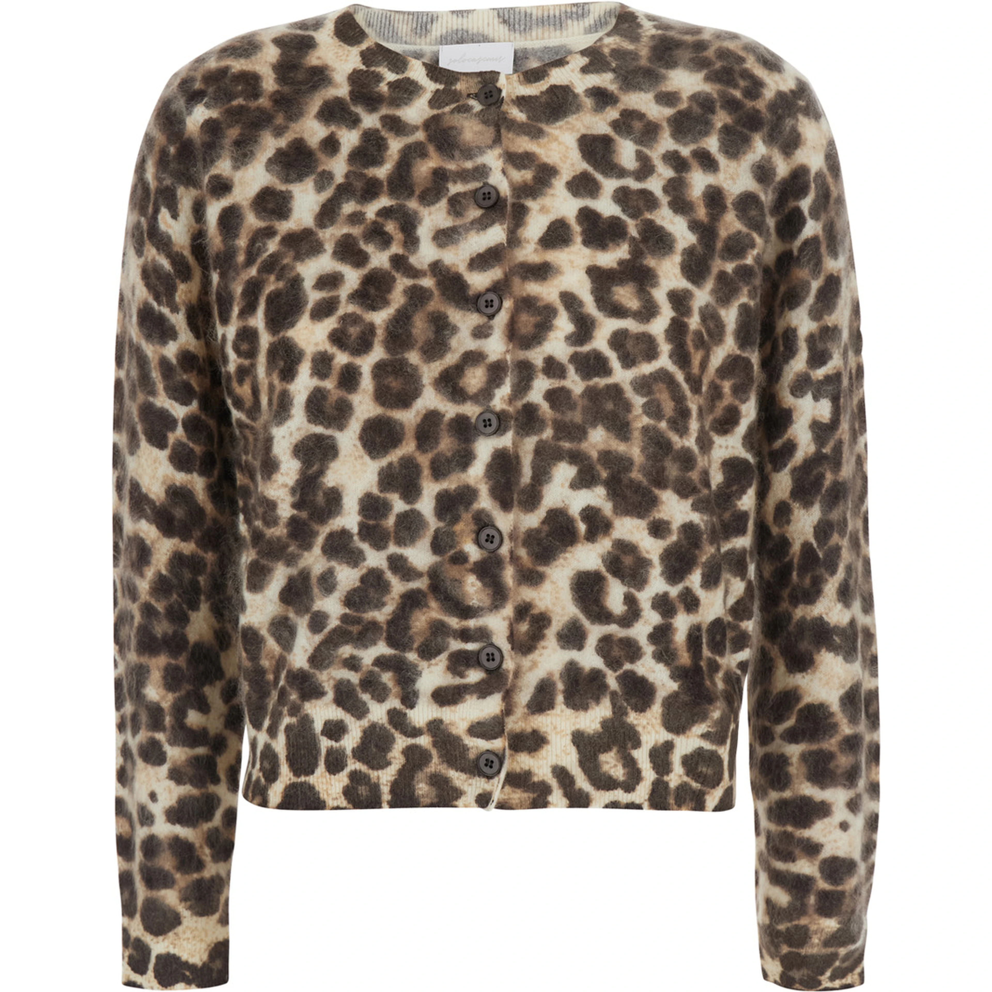 Brushed cashmere cardigan Macula with long sleeves and brown color for women