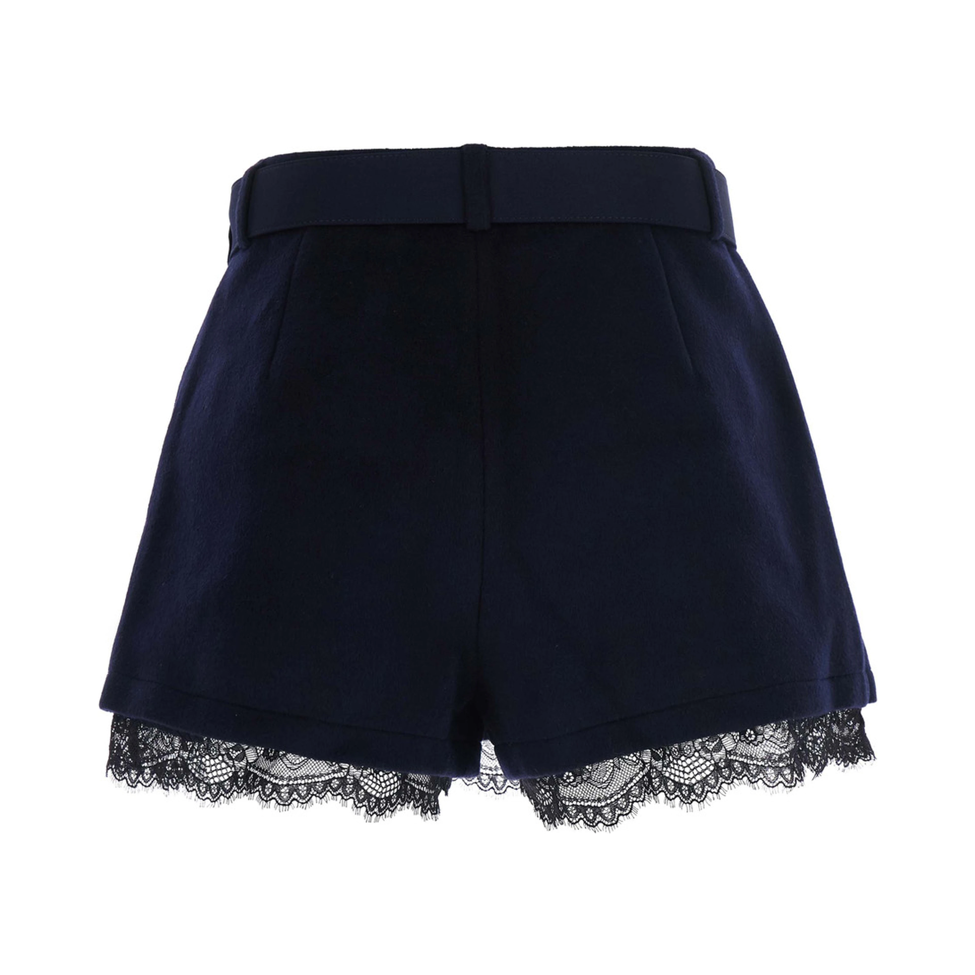 Blue wool skort with lace and pockets for women