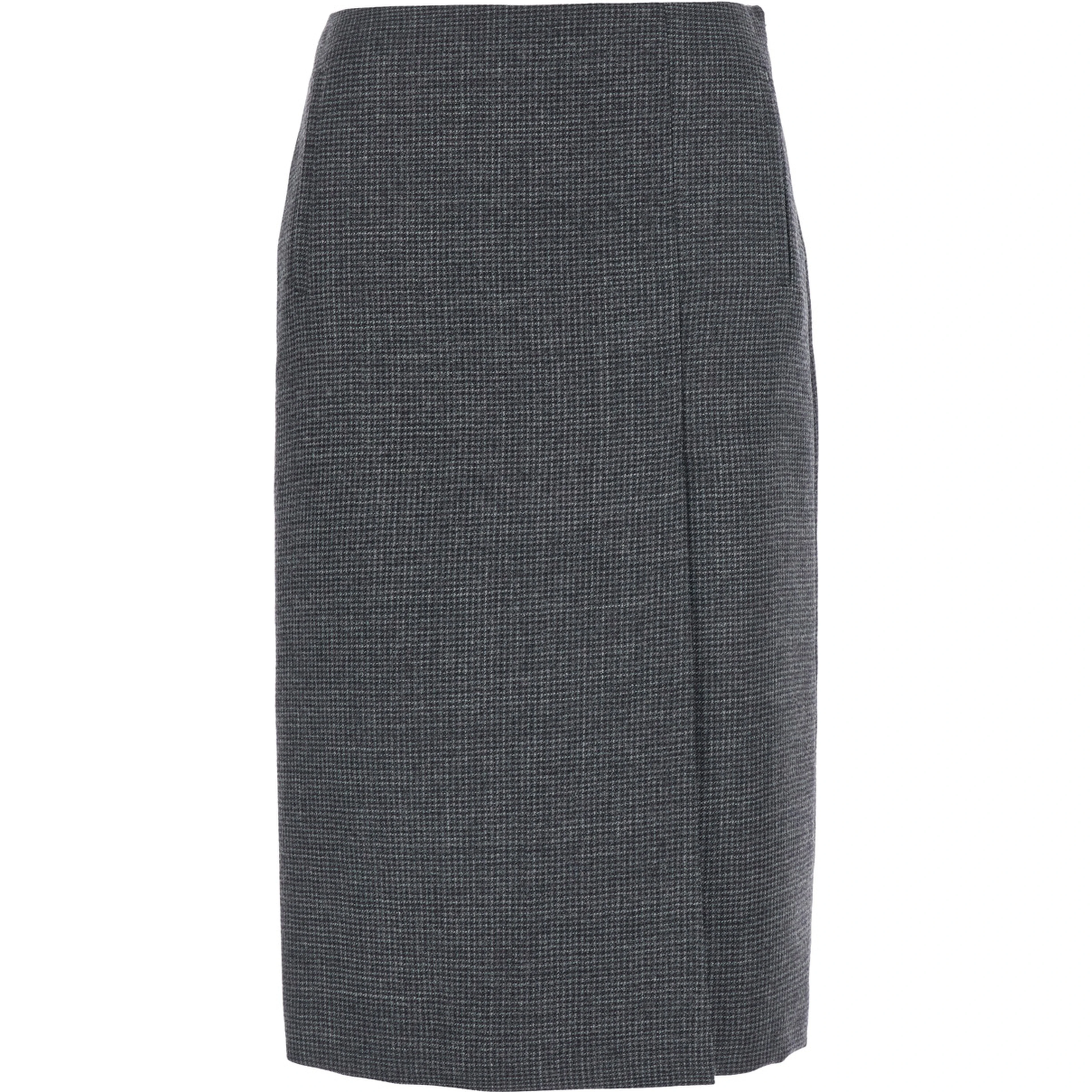 SPLIT MIDI SKIRT with asymmetric cut and 100% grey virgin wool for women