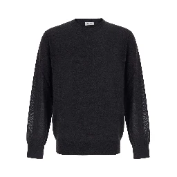 Crew Neck ML F.18gg with long sleeves in Merinos Extrafine brown for men