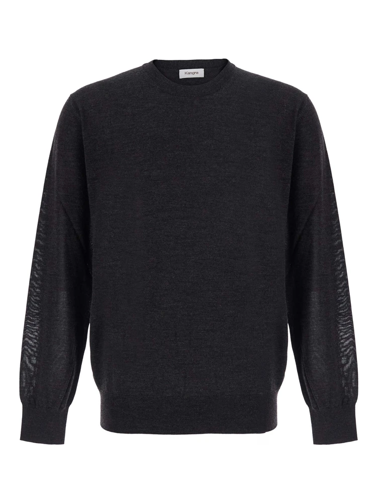 Crew Neck ML F.18gg with long sleeves in Merinos Extrafine brown for men