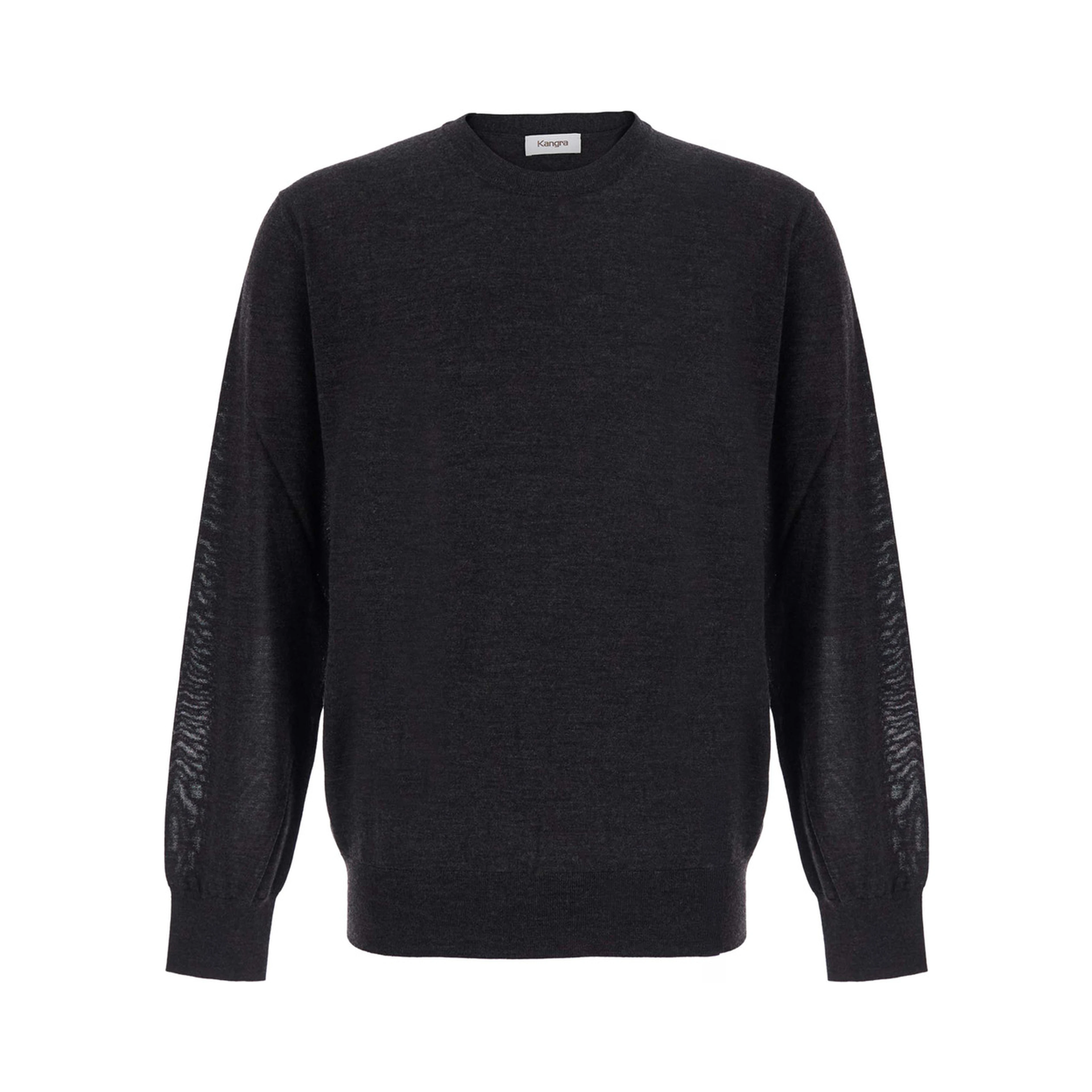 Crew Neck ML F.18gg with long sleeves in Merinos Extrafine brown for men