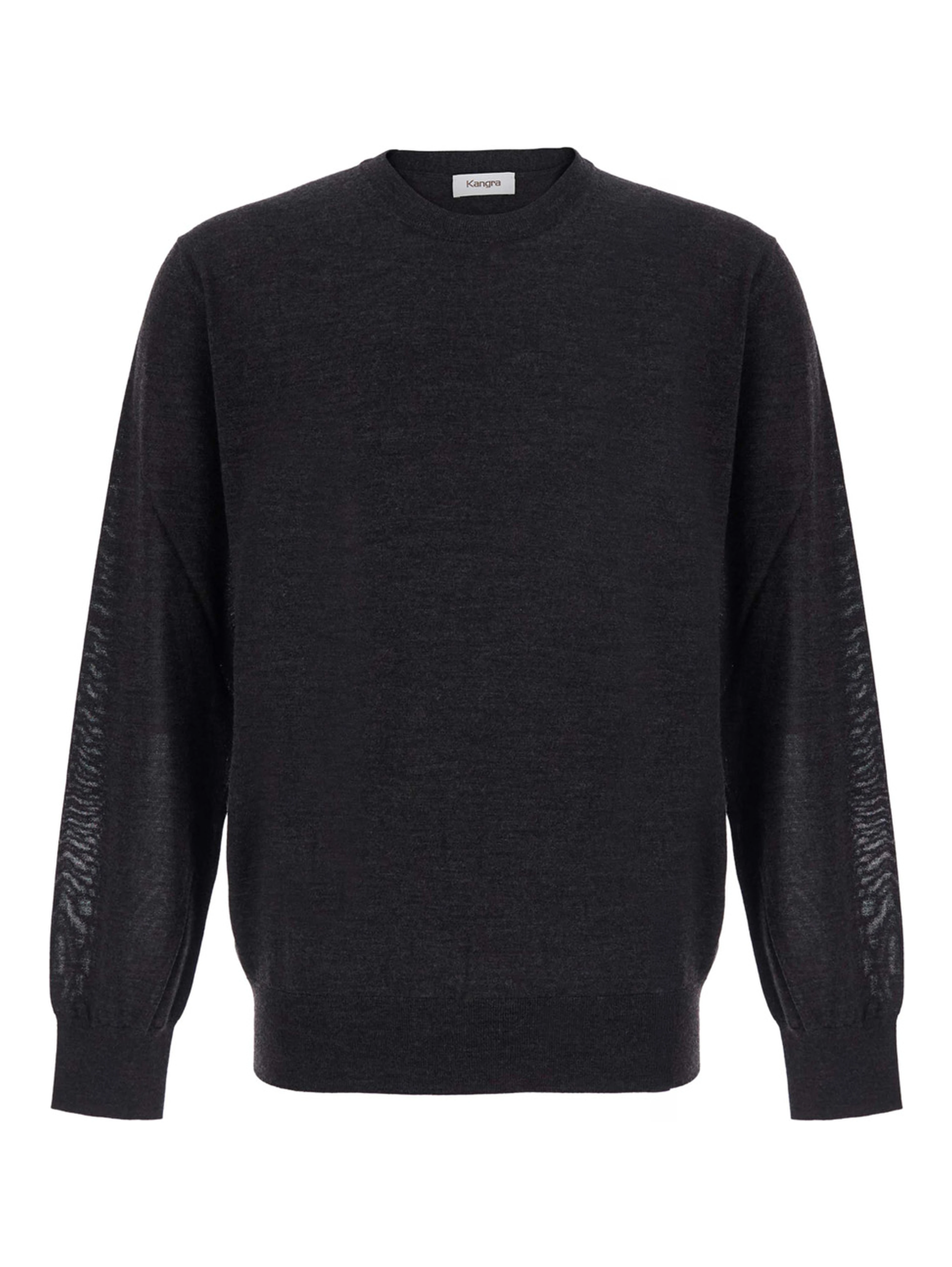 Crew Neck ML F.18gg with long sleeves in Merinos Extrafine brown for men