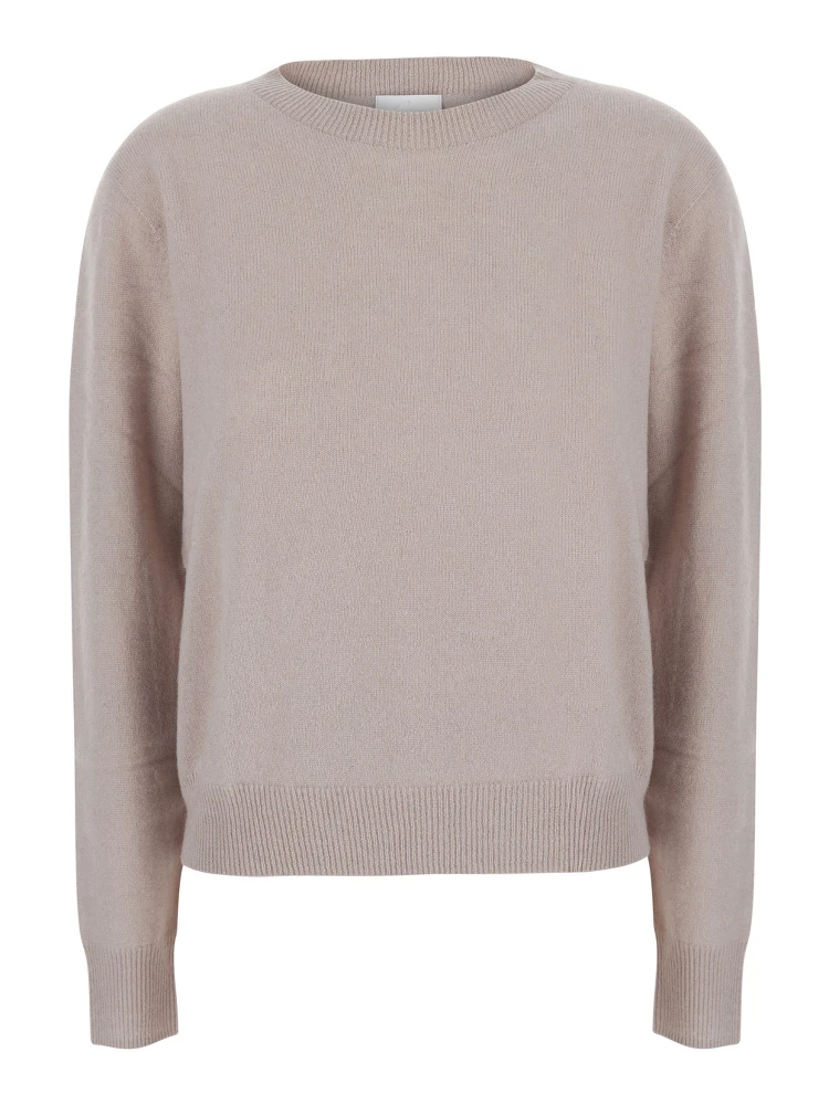 HIGH NECK PULL with high collar and long sleeves in Beige Fabric women