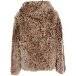 Shearling with shirt collar and zip closure in Brown for Women