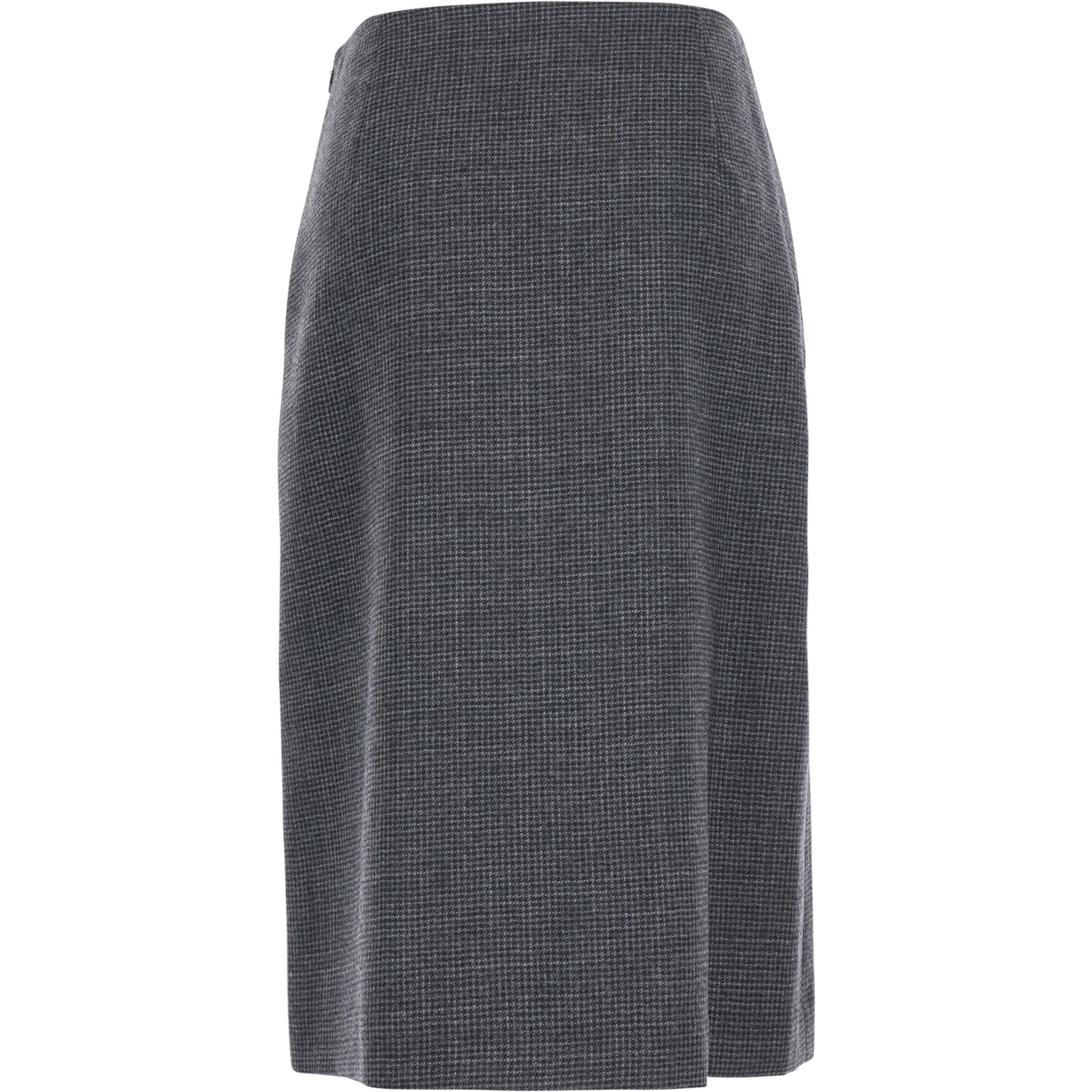 SPLIT MIDI SKIRT with asymmetric cut and 100% grey virgin wool for women