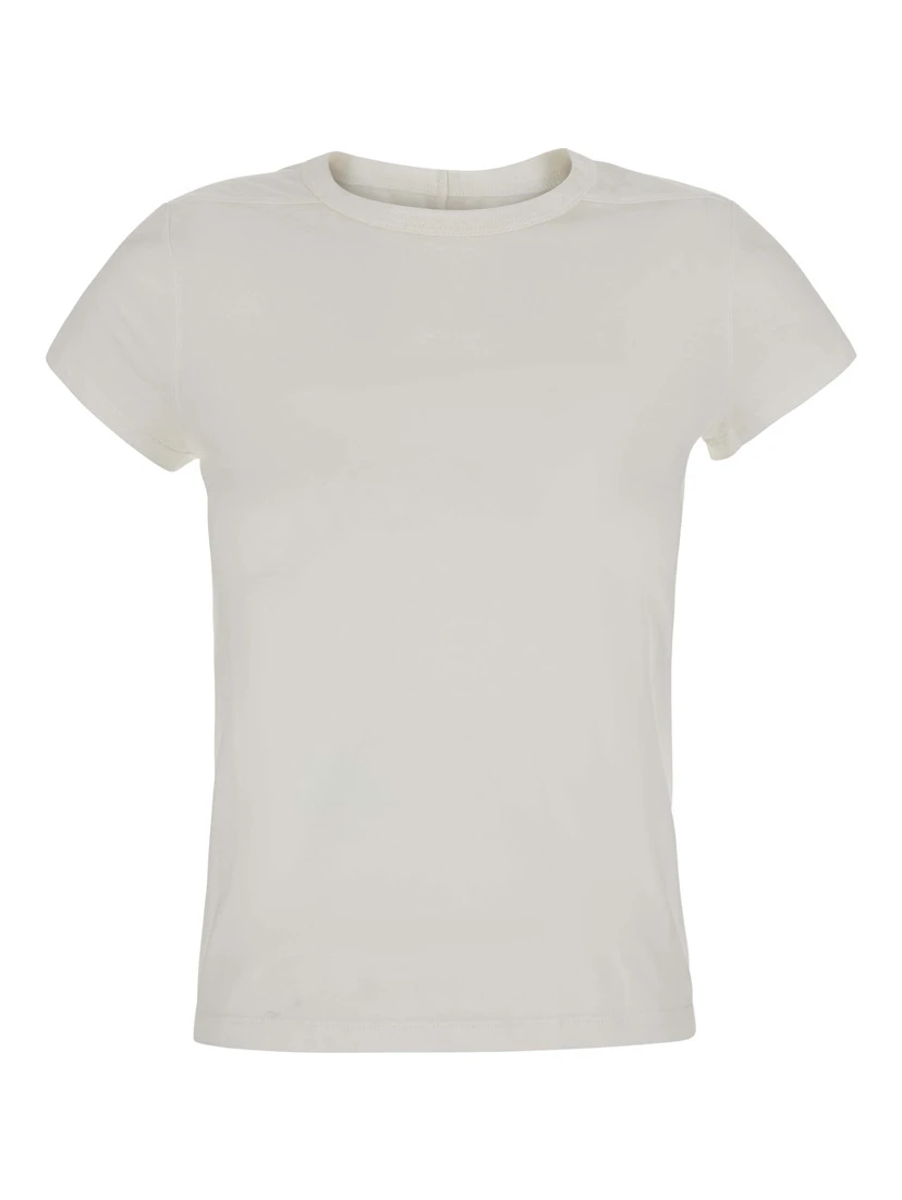 Essential cropped T-shirt in white fabric for women
