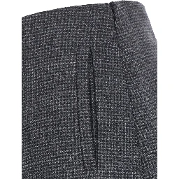 SPLIT MIDI SKIRT with asymmetric cut and 100% grey virgin wool for women