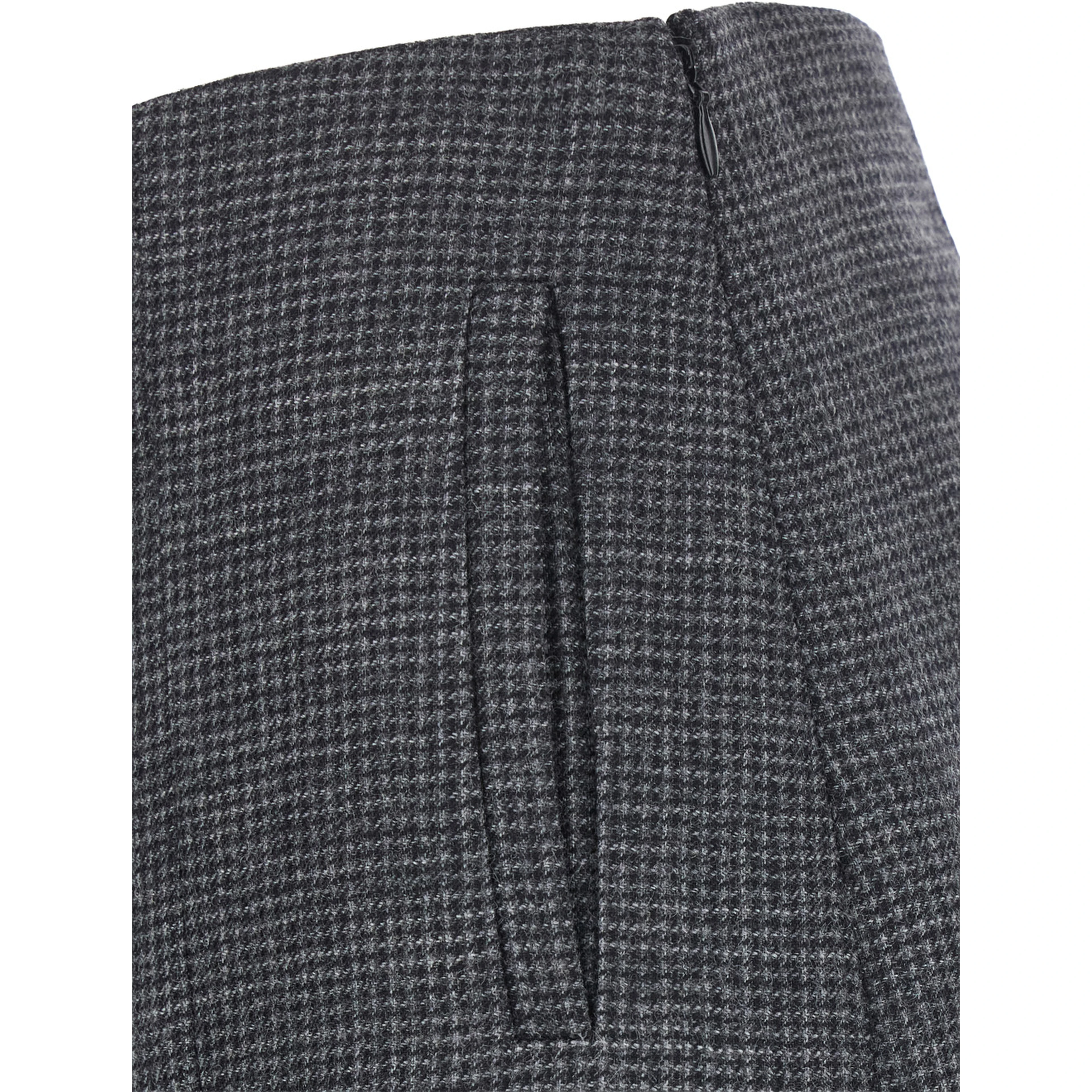 SPLIT MIDI SKIRT with asymmetric cut and 100% grey virgin wool for women