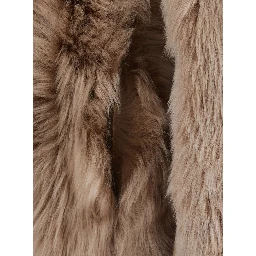Shearling with shirt collar and zip closure in Brown for Women