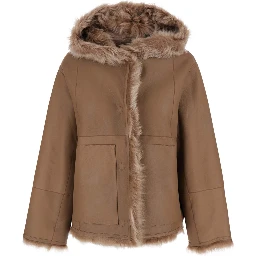 Shearling with shirt collar and zip closure in Brown for Women
