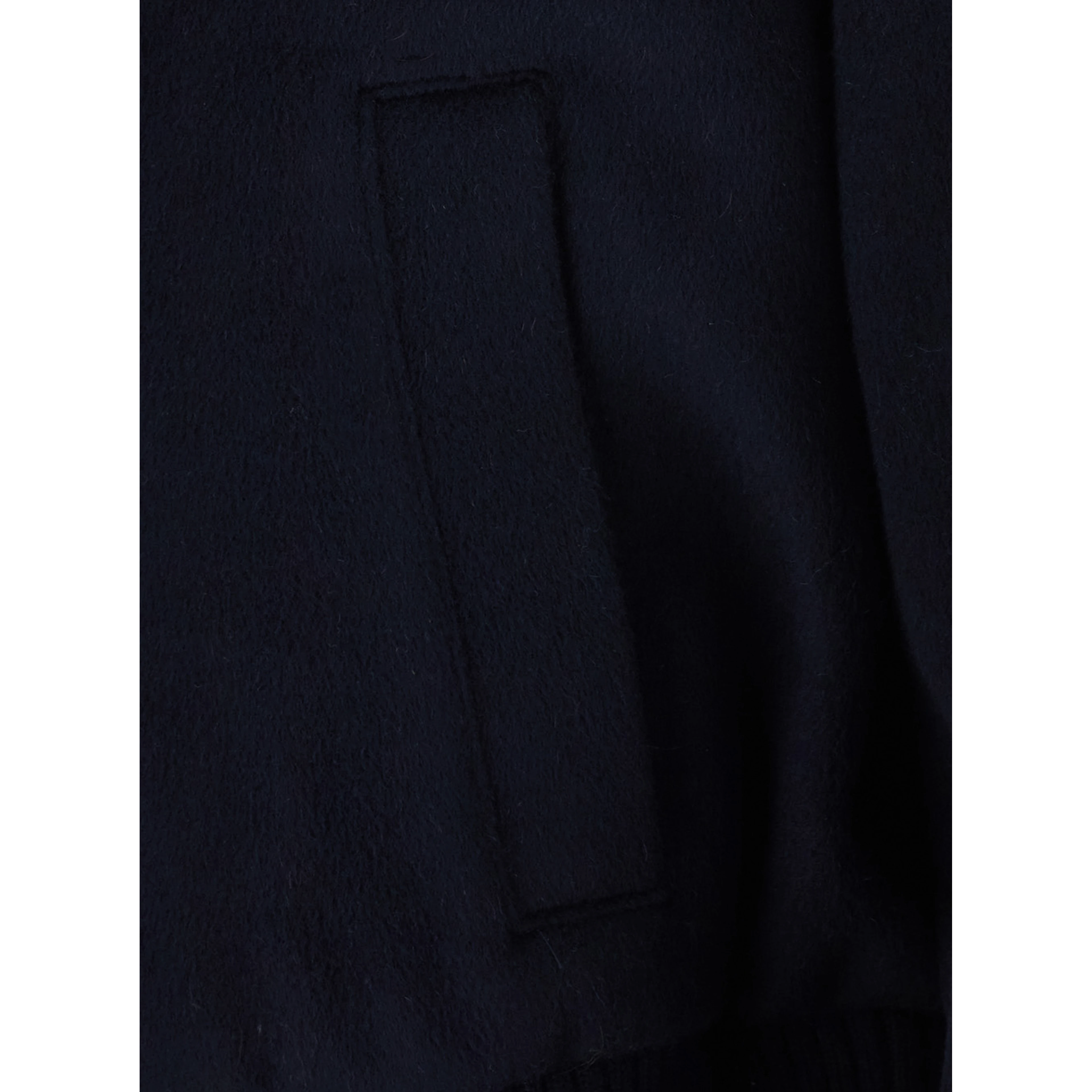 Blue Jacket with Fur Details and High Collar, in Wool, Color Blue, Woman