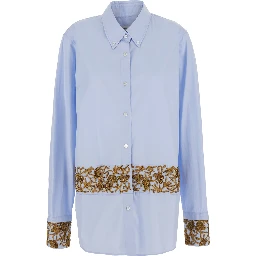 Shirt CHEERS with long sleeves and V-neck in Tech Fabric Blue Woman