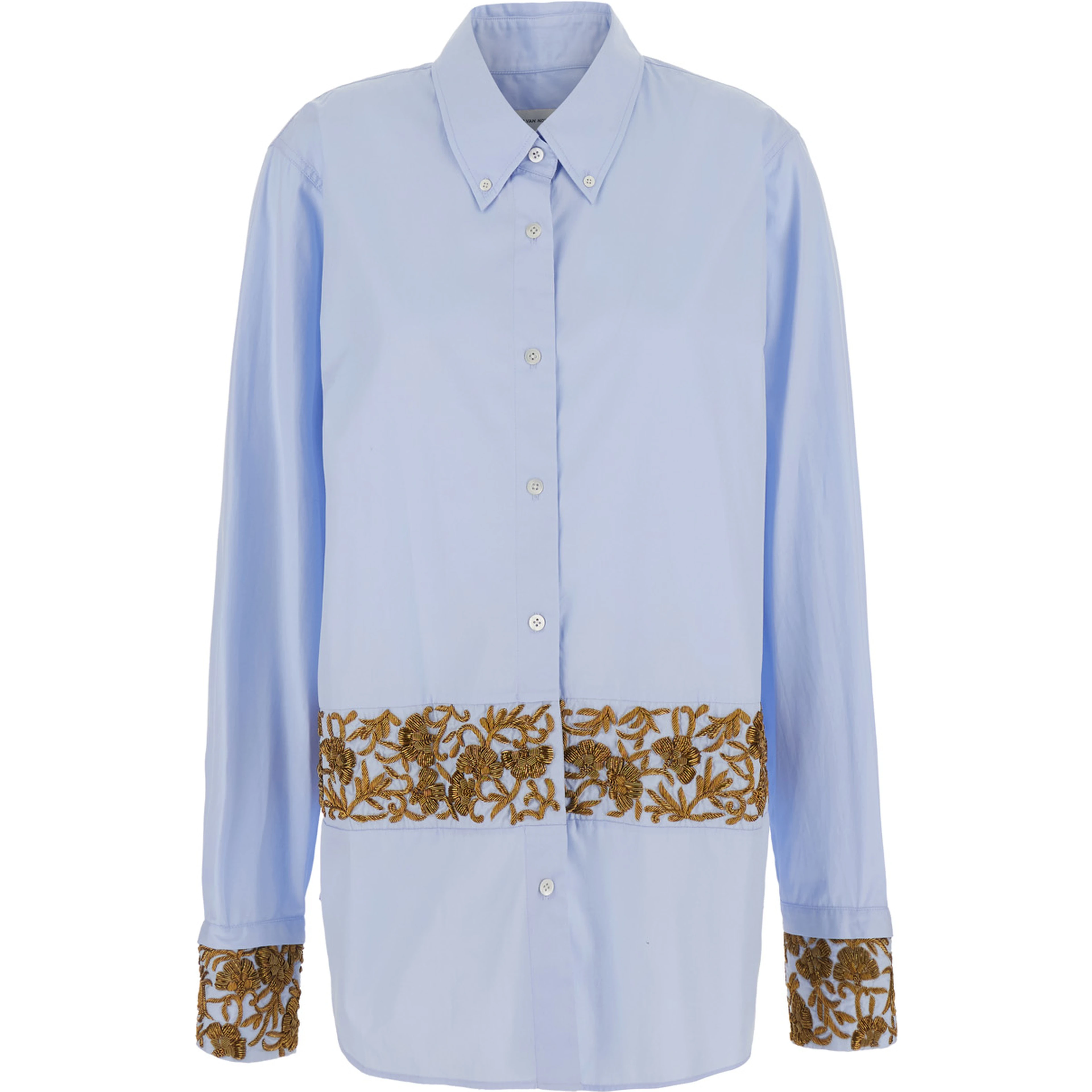 Shirt CHEERS with long sleeves and V-neck in Tech Fabric Blue Woman