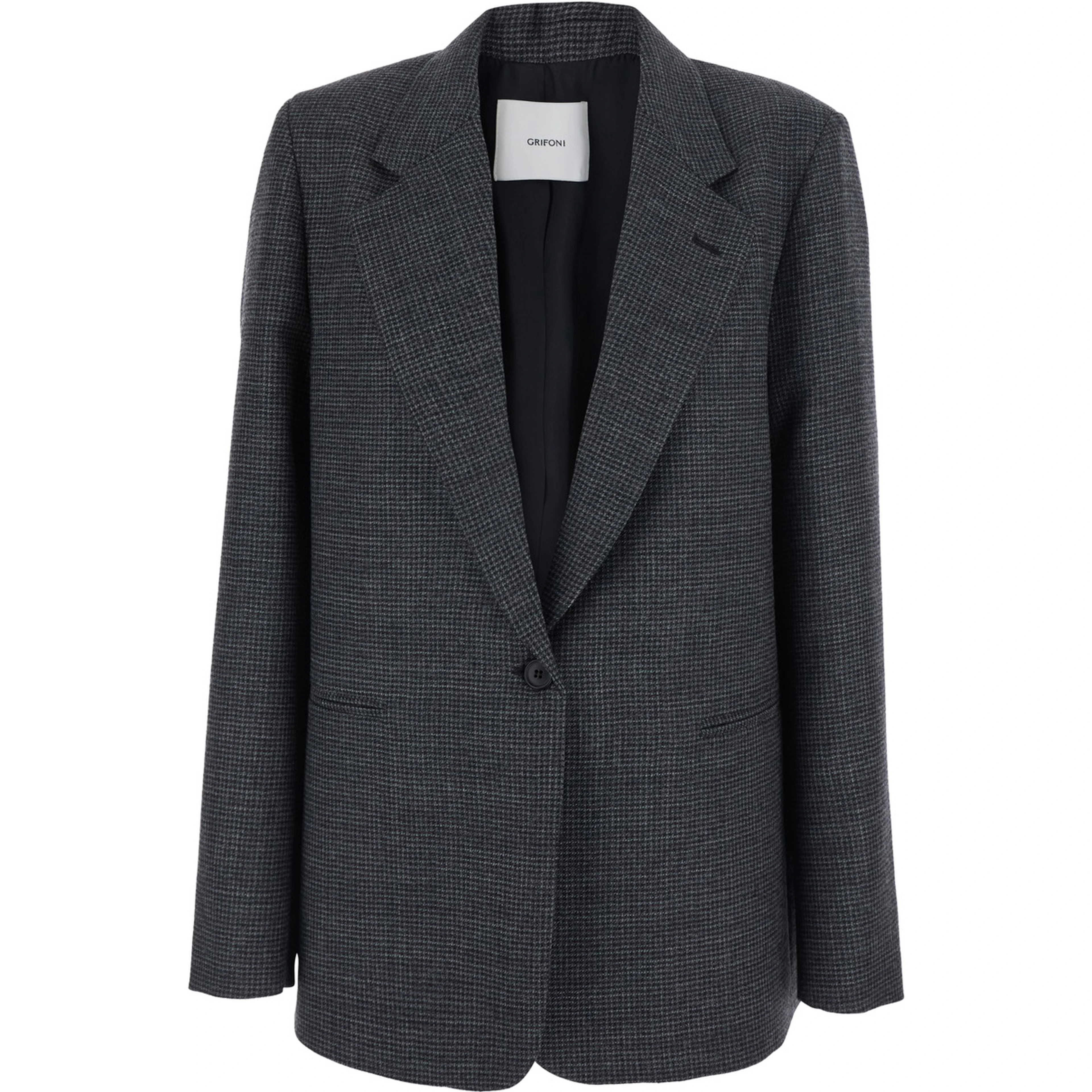 SINGLE BREASTED BLAZER with notched revers and long sleeves in Grey Virgin Wool Men