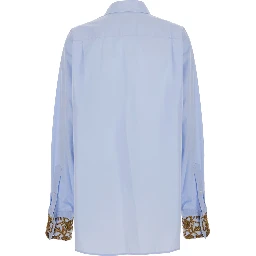 Shirt CHEERS with long sleeves and V-neck in Tech Fabric Blue Woman