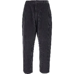 Gray Corduroy Pants with Pockets and Straight Hems for Men