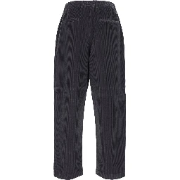 Gray Corduroy Pants with Pockets and Straight Hems for Men