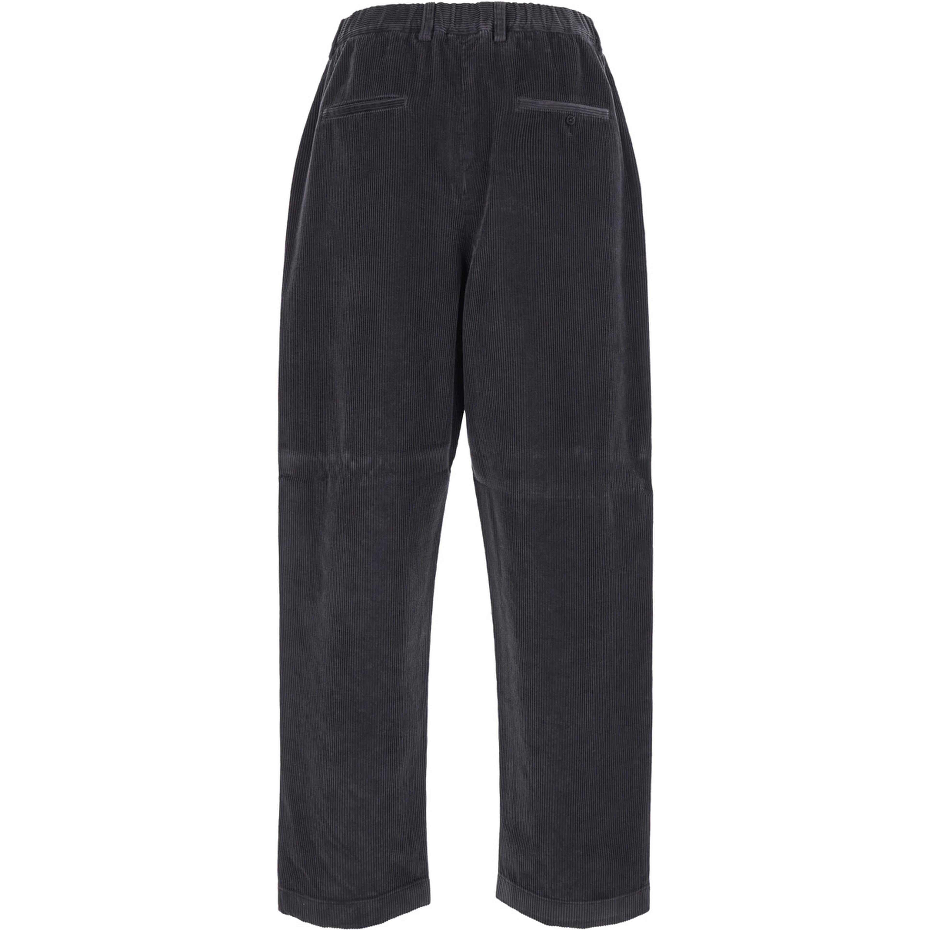Gray Corduroy Pants with Pockets and Straight Hems for Men
