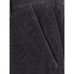 Gray Corduroy Pants with Pockets and Straight Hems for Men