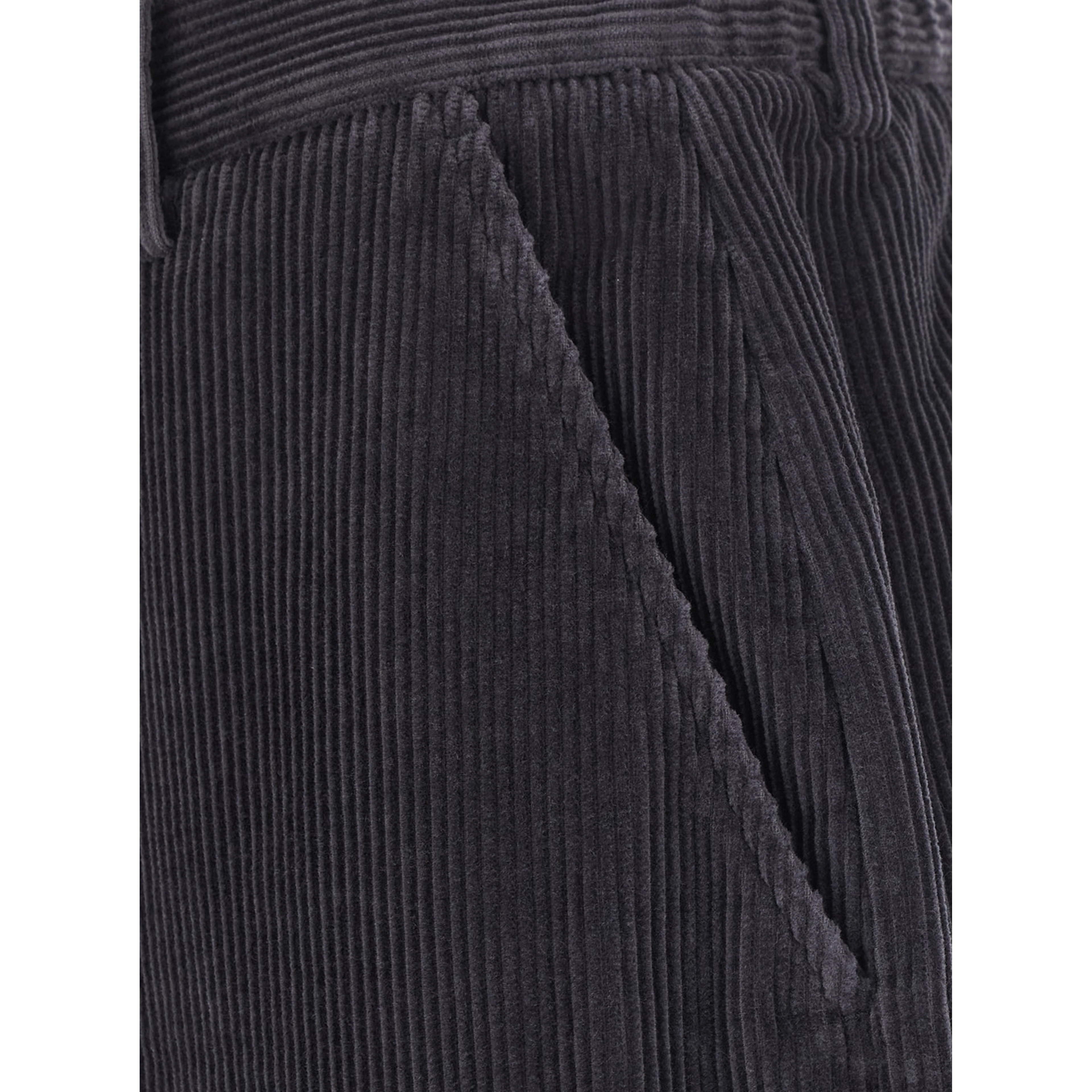 Gray Corduroy Pants with Pockets and Straight Hems for Men