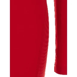 Long Jumpsuit with Long Sleeves and High Neck Slim Fit in Poly Lycra Red Women