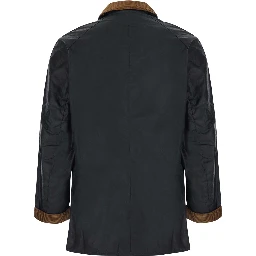 Ashby Waxed Jacket with Velvet Edges and Green Waxed Fabric for Men