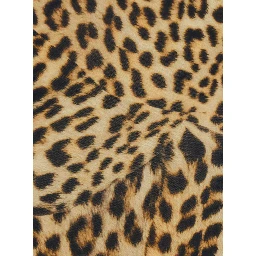 Long Sleeve Top with High Neck and Cheetah Print in Brown Tech Fabric for Women