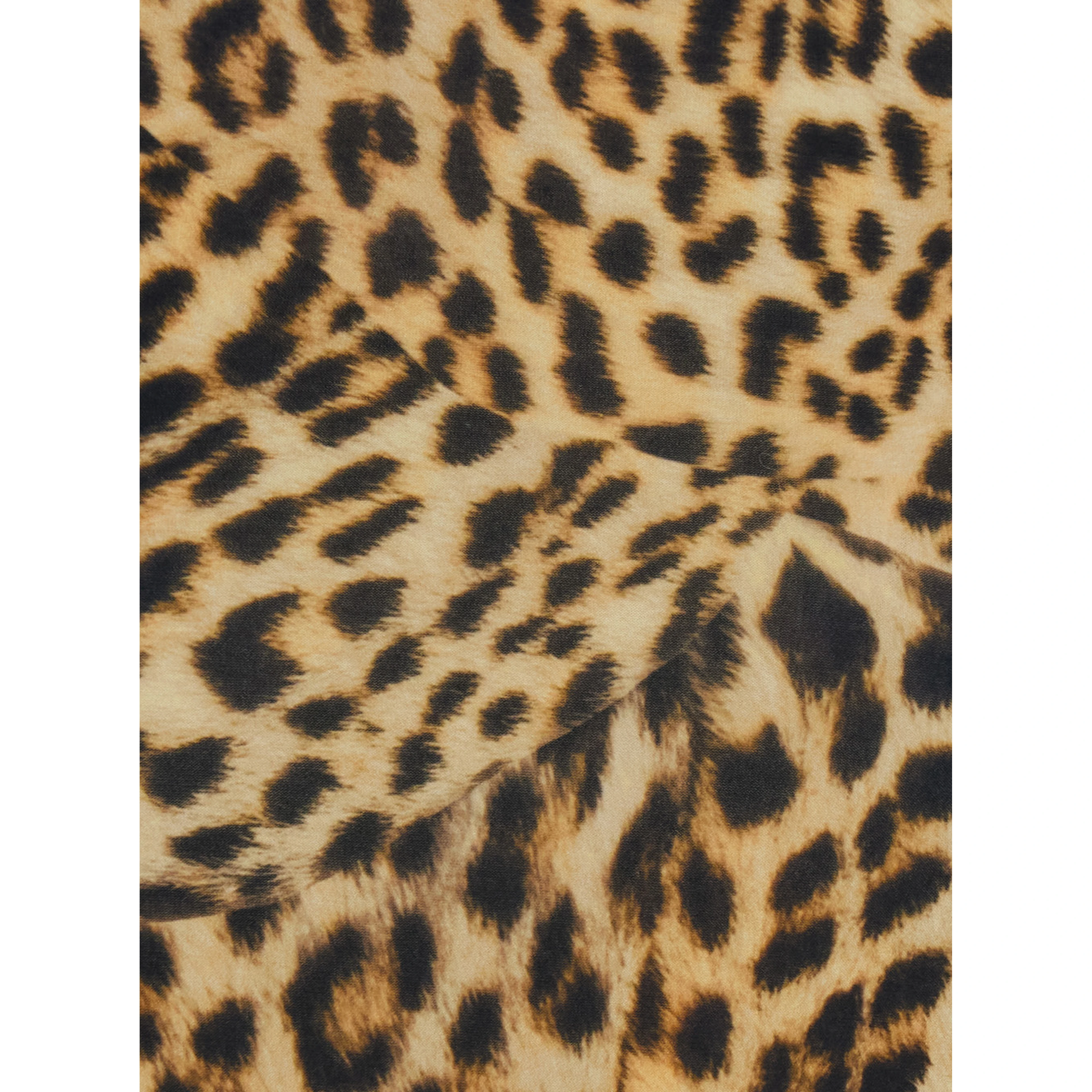Long Sleeve Top with High Neck and Cheetah Print in Brown Tech Fabric for Women