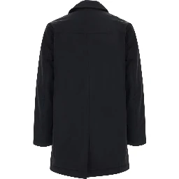 Black Nylon Jacket with Front Zip and Side Pockets for Men