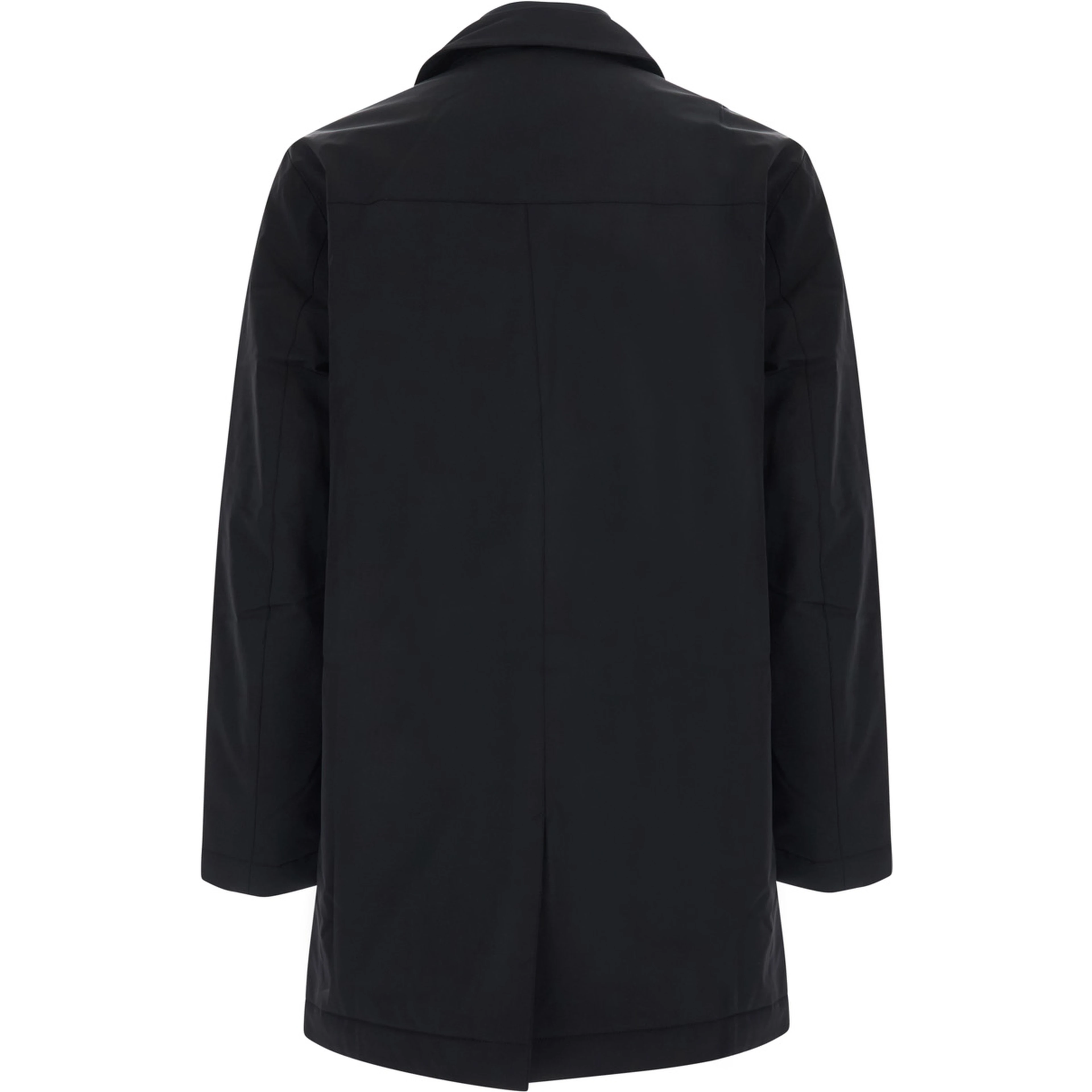 Black Nylon Jacket with Front Zip and Side Pockets for Men