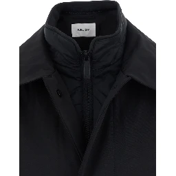 Black Nylon Jacket with Front Zip and Side Pockets for Men